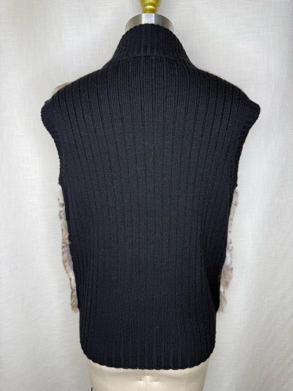 L.A.C.E. Faux Fur Vest Leopard Rabbit Fur Wool Knit Size L Luxe Winter Chic - Picture 4 of 7